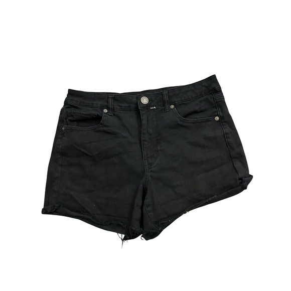 American Eagle Outfitters Pants - American Eagle Denim Short Womens 12 Black Excellent High Waisted Raw Hem Cutoff
